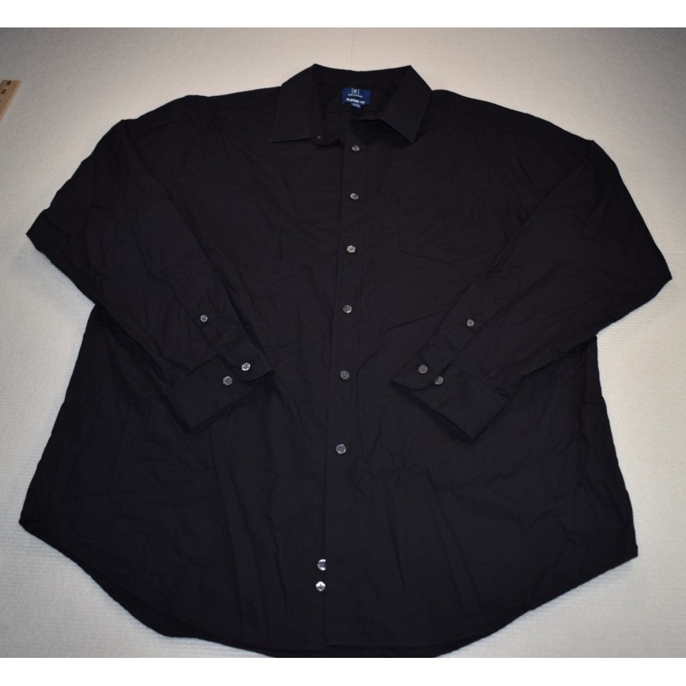 George Men's  Black Classic Dress Shirt Long Sleeve Button Collar Size XL